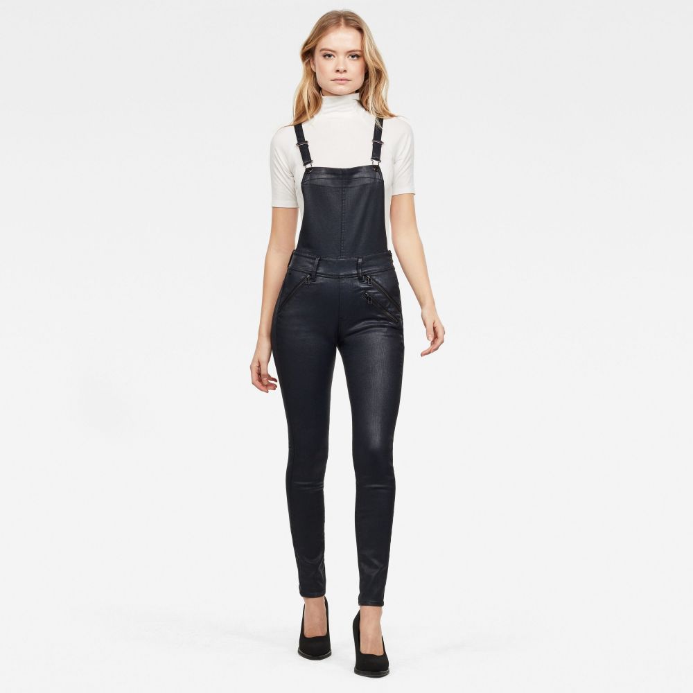 G-STAR Overal - Lynn Biker HW Skinny Overall Wmn tmavomodrý