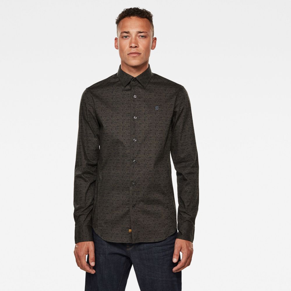 G-STAR Košeľa - Dressed super slim shirt l\s asfaltová