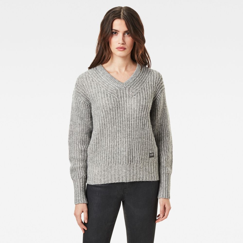 G-STAR Sveter - Villarn loose v knit wmn l\s šedý