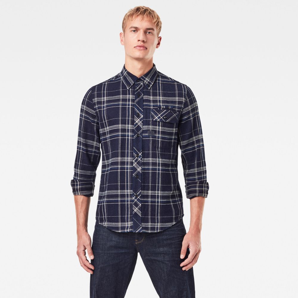 G-STAR Košeľa - Bristum flap btn dwn slim shirt l\s modrá