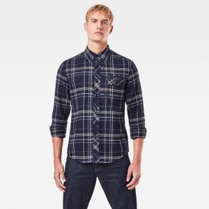 G-STAR Košeľa - Bristum flap btn dwn slim shirt l\s modrá