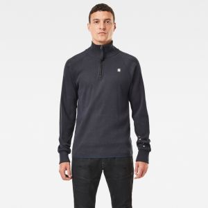 G-STAR Tričko - Plated rib half zip jirgi r t l\s sivé