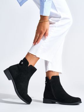 Shelvt Women's suede black ankle boots