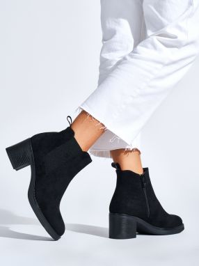 Shelvt Women's classic black ankle boots with a heel