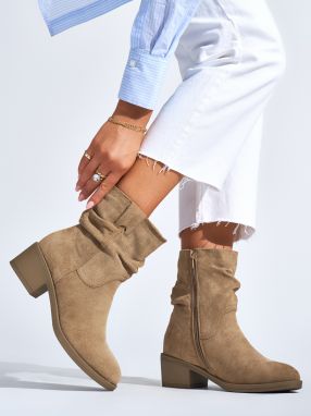 Shelvt Beige women's cowboy boots
