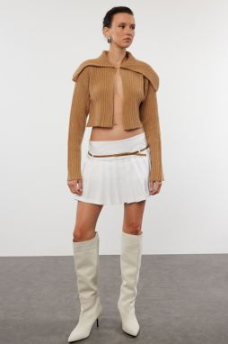 Trendyol Camel Super Crop Soft Texture Knit Cardigan