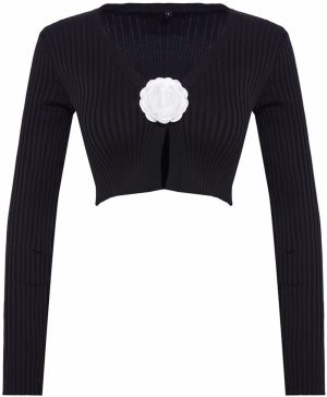 Trendyol Limited Edition Black Rose Detailed Knitwear Cardigan