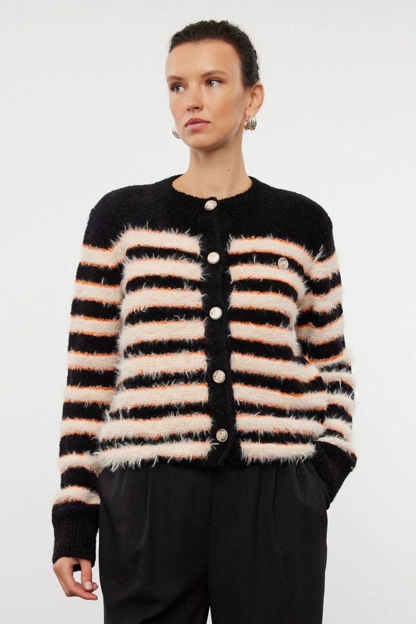 Trendyol Black Soft Textured Knitwear Cardigan