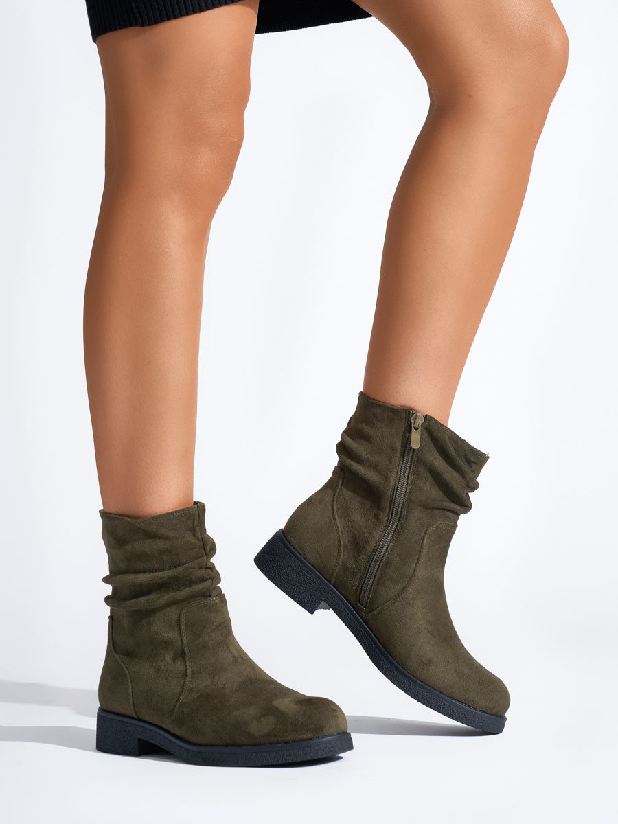 Shelvt Dark green women's cowboy boots
