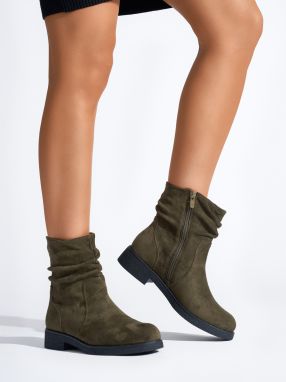 Shelvt Dark green women's cowboy boots
