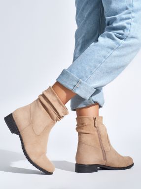 Shelvt Beige women's cowboy boots