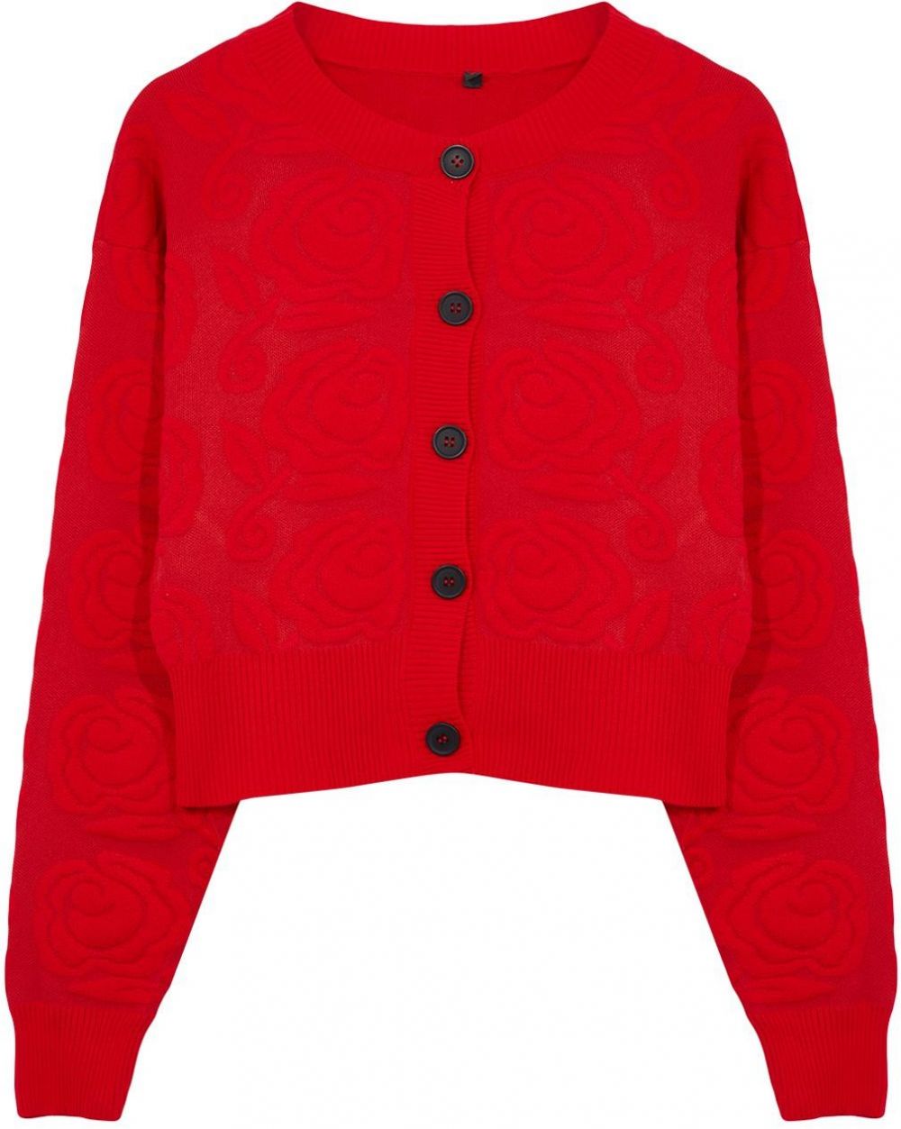 Trendyol Limited Edition Red Rose Knitted Detailed Knitwear Cardigan