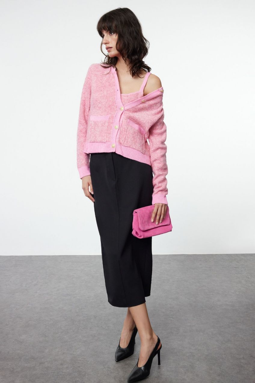 Trendyol Pink Soft Textured Knitwear Cardigan