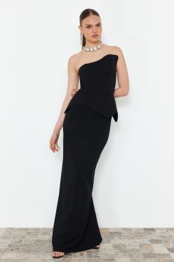 Trendyol Black Fitted Woven Long Evening Dress