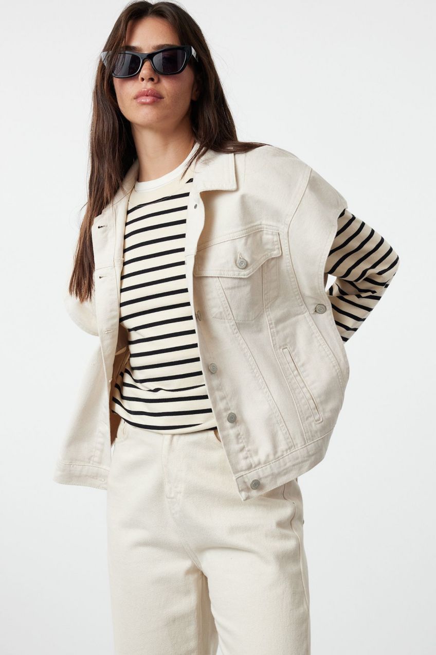 Trendyol Ecru Oversize Denim Vest