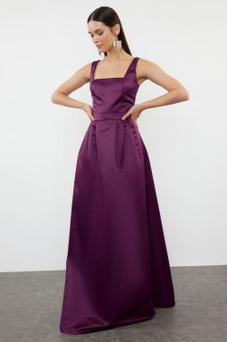 Trendyol Purple A-Line Woven Satin Long Evening Dress & Graduation Dress