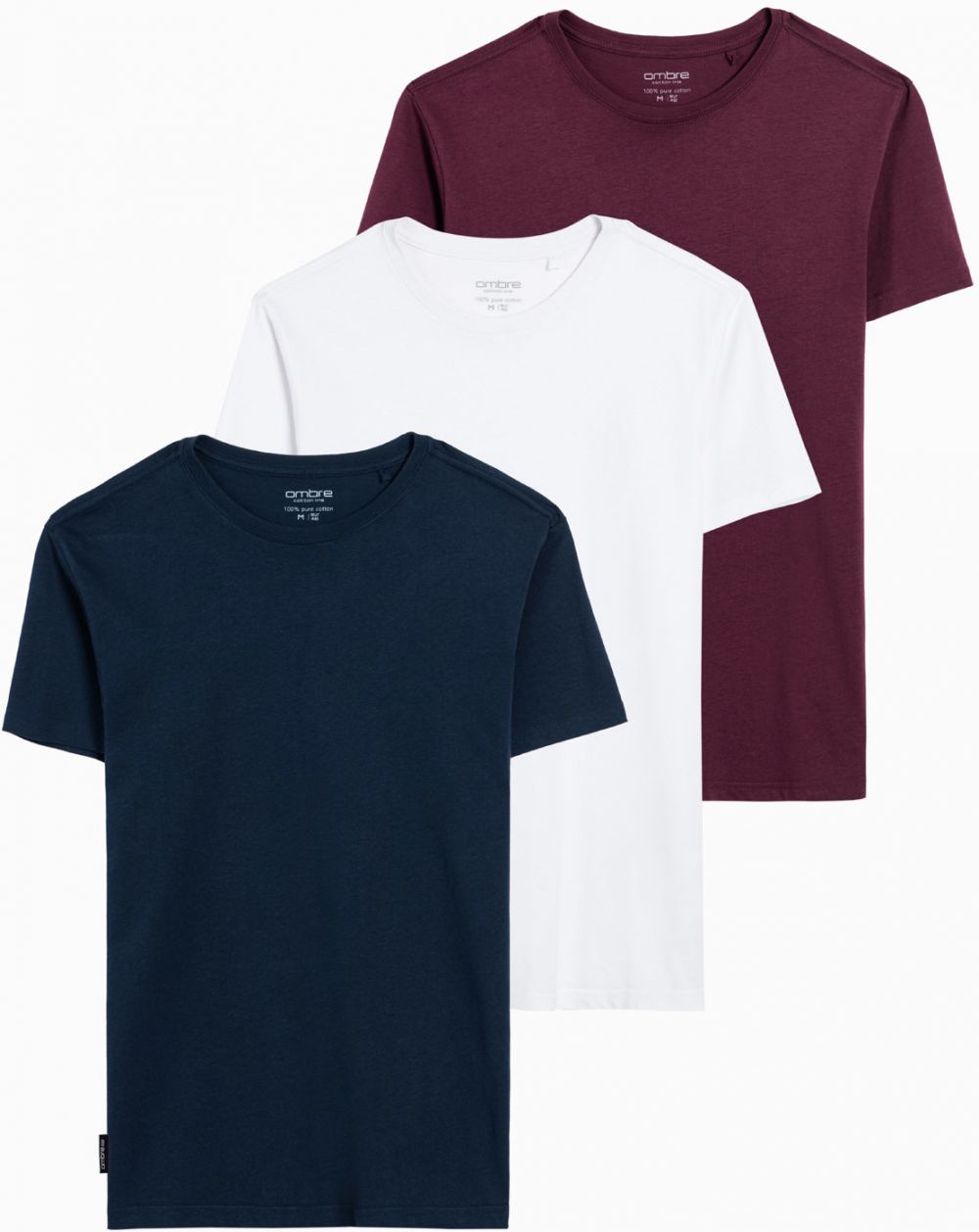 Ombre BASIC 3-pack cotton t-shirt set