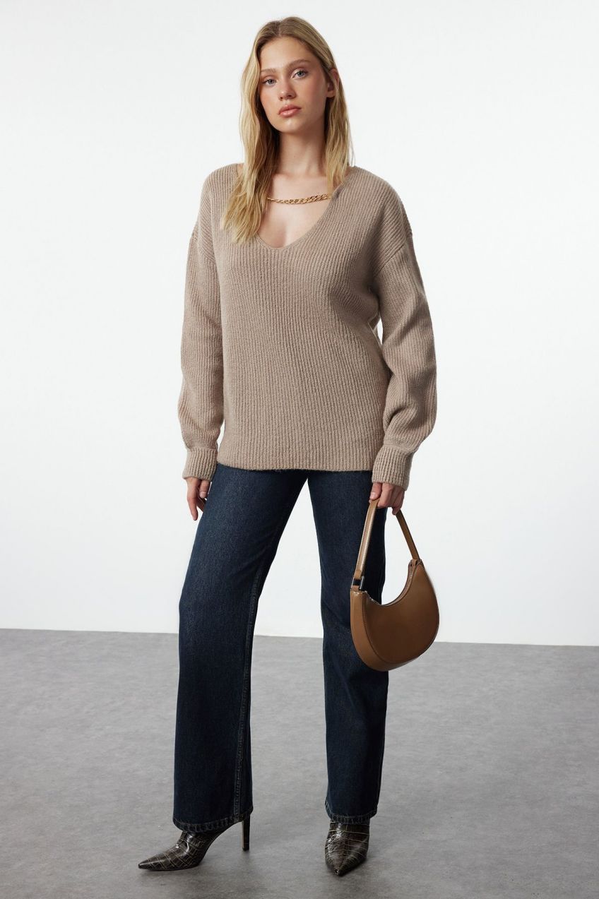 Trendyol Mink Soft Textured Knitwear Sweater