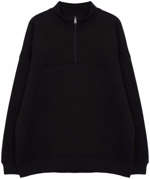 Trendyol Plus Size Black Oversize/Wide Cut Zippered Sweatshirt