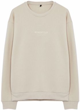 Trendyol Beige Oversize/Wide Cut Embossed Text Printed Sweatshirt