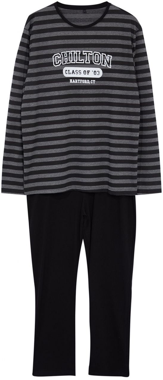 Trendyol Men's Black Striped Regular Fit Knitted Pajama Set