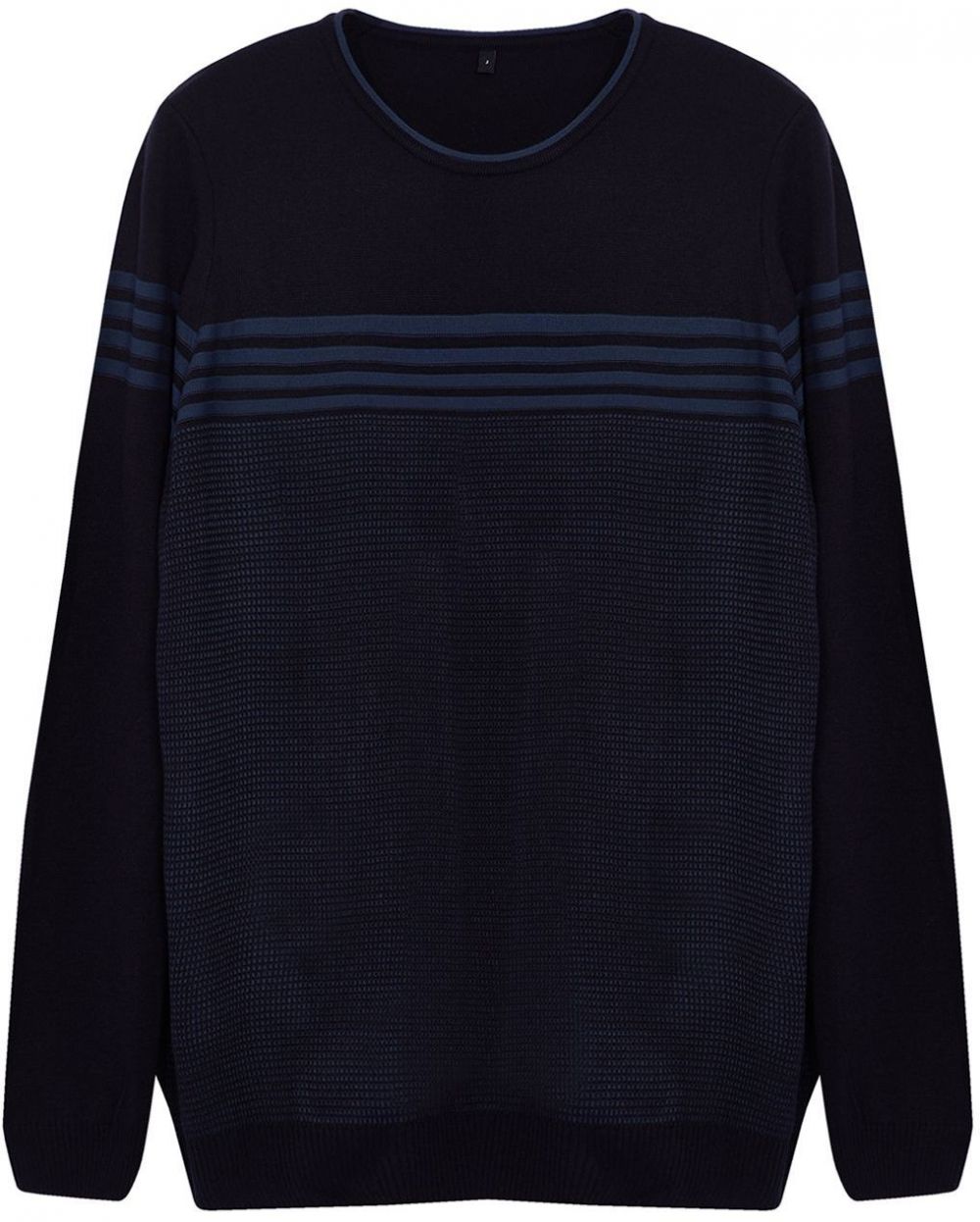 Trendyol Navy Blue Slim Crew Neck Striped Knitwear Sweater