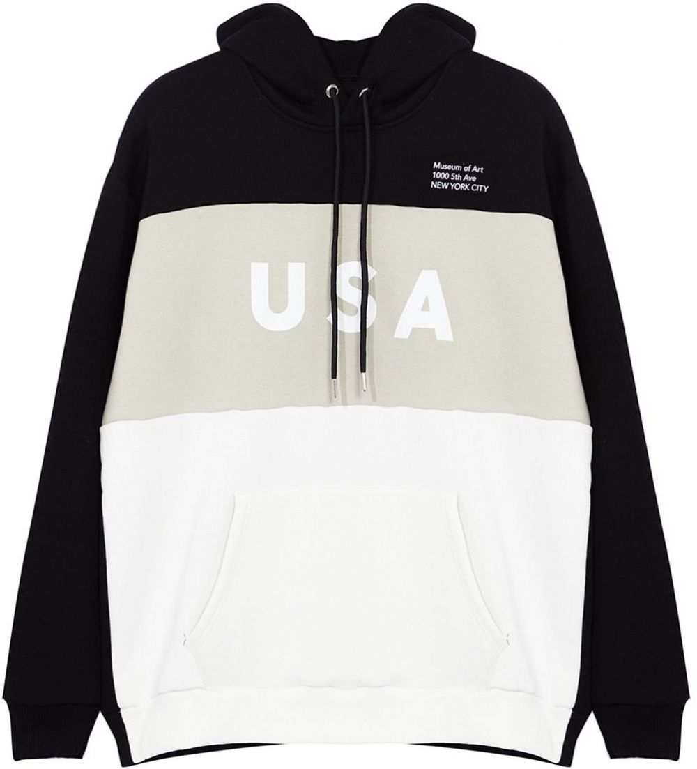 Trendyol Black Color Blocked Oversize/Wide Cut City Printed Sweatshirt