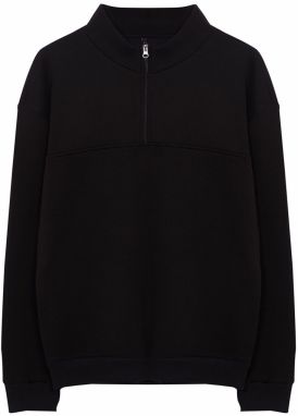 Trendyol Black Oversize/Wide Cut Stand Collar Zippered Sweatshirt