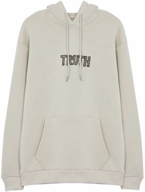 Trendyol Stone Oversize/Wide Cut Text Embroidered Hooded Fleece Inside/Warm Sweatshirt