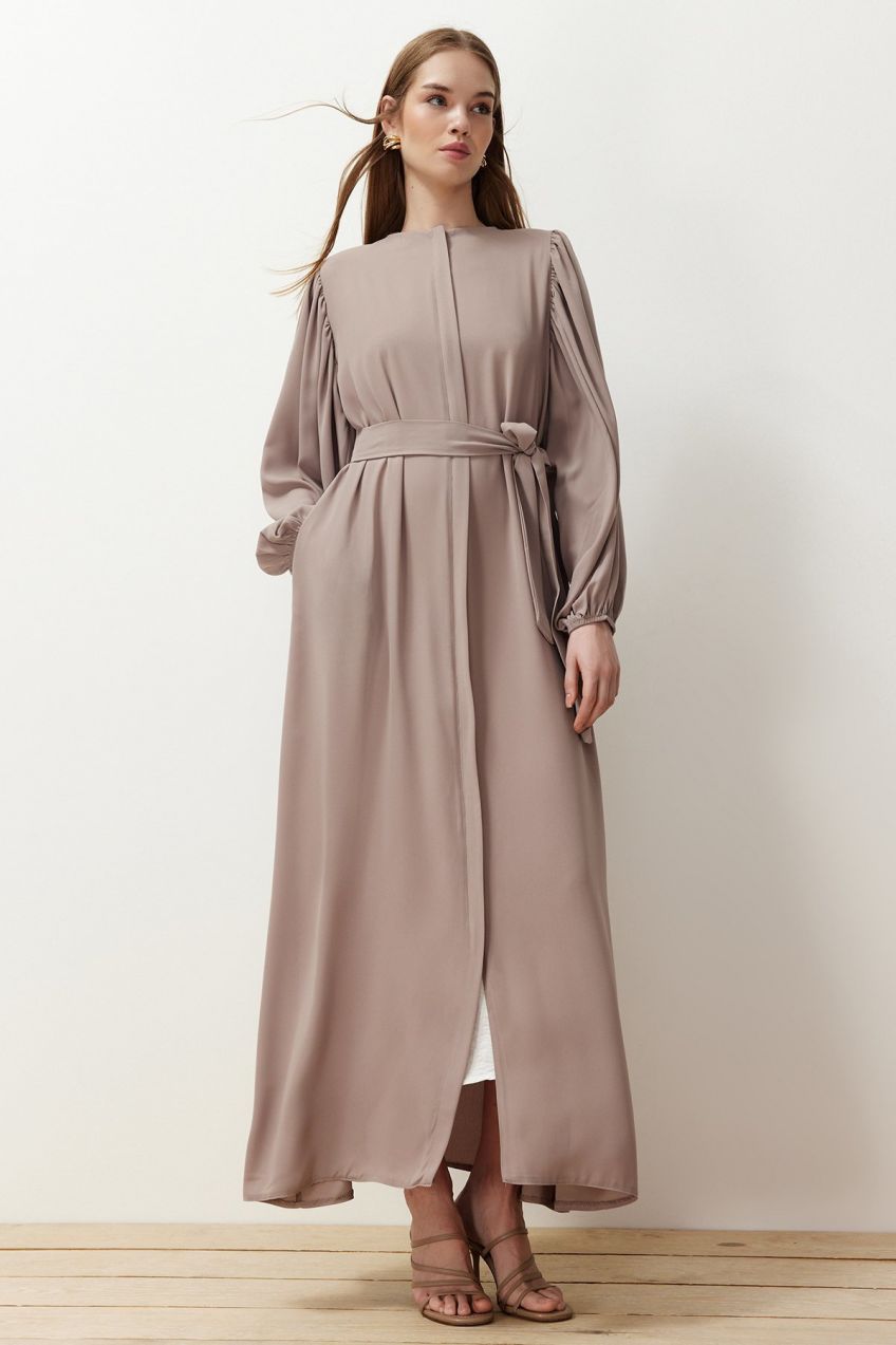 Trendyol Beige Balloon Sleeve Woven Cap & Abaya