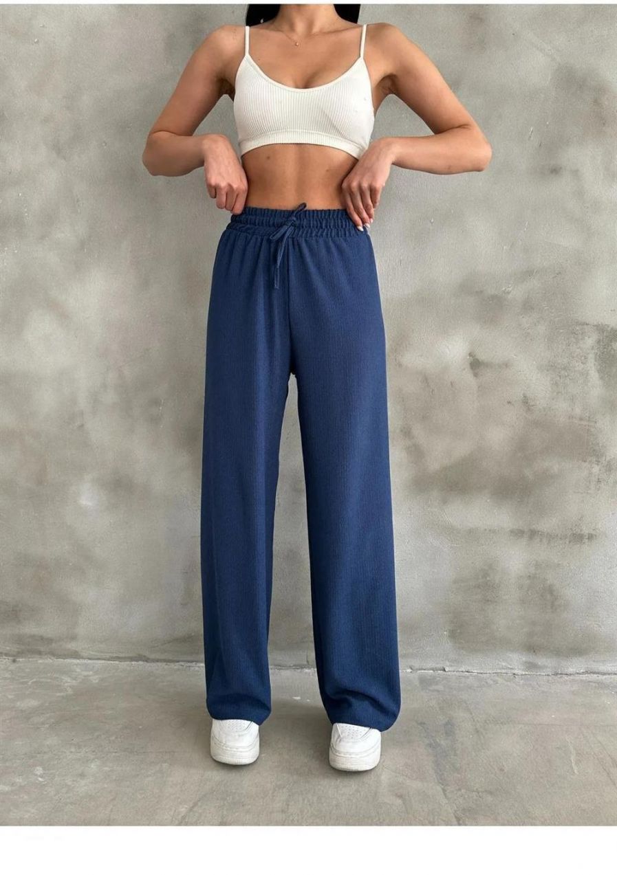 35109 Dewberry Elastic Waist Women Pants-NAVY