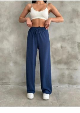 35109 Dewberry Elastic Waist Women Pants-NAVY