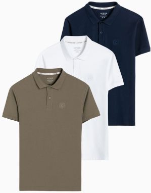 Ombre Set of men's pique knit polo shirts 3-pack