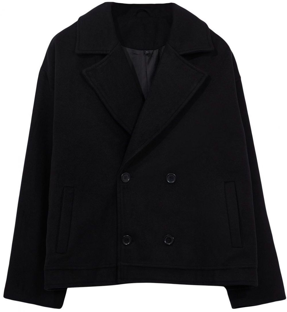 Trendyol Black Regular Fit Short Double Breasted Winter Stash Coat