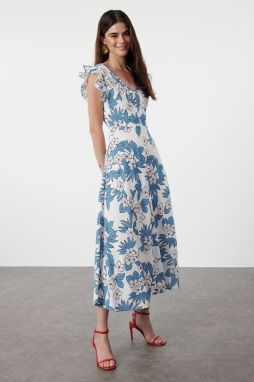 Trendyol Multicolored Floral A-Line Ruffle Detailed V-Neck Woven Dress WOSS24EL01050