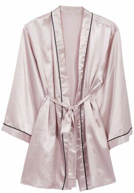 Trendyol Curve Powder Belted Piping Detailed Wide Sleeve Satin Woven Dressing Gown