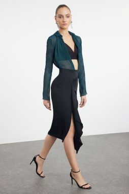 Trendyol Black Flounce Woven Skirt