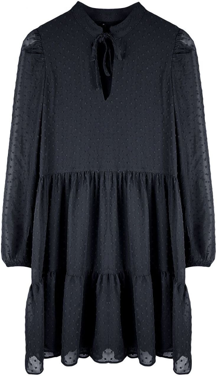 Trendyol Black Plain Wide Cut Polka Dot Chiffon Fabric Woven Dress