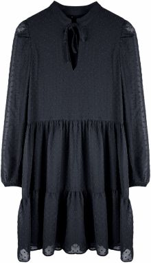 Trendyol Black Plain Wide Cut Polka Dot Chiffon Fabric Woven Dress
