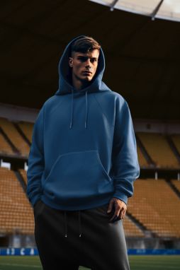 Trendyol Navy Blue Oversize/Wide Cut Hooded Fleece Inside/Warm Sweatshirt