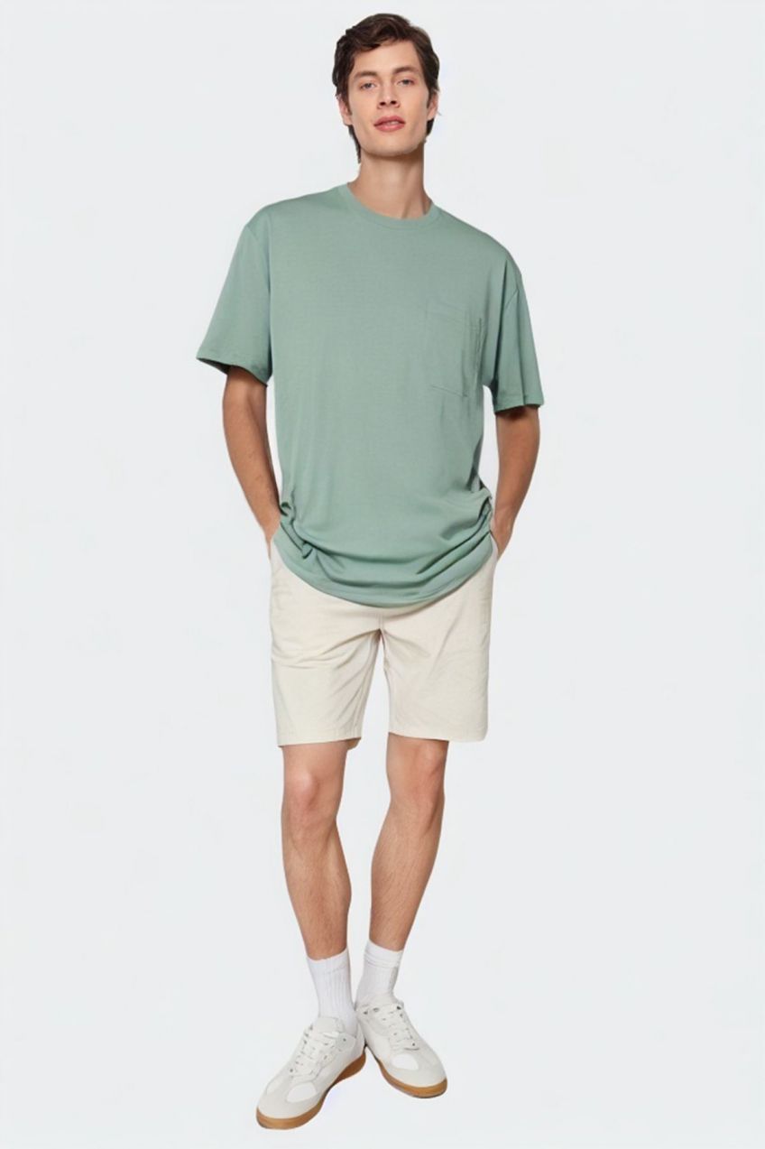 Trendyol Mint Relaxed/Comfortable Cut More Sustainable 100% Organic Cotton T-shirt