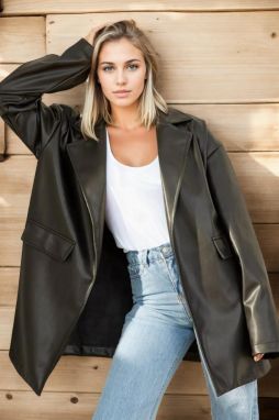 60960 Dewberry Faux Leather Jacket-BLACK