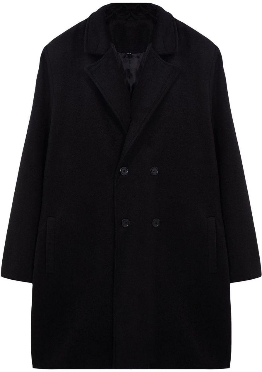 Trendyol Black Men's Regular Fit Tie Belted Winter Stash Plus Size Coat
