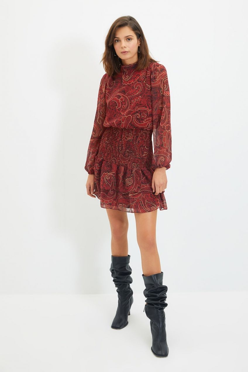 Trendyol Multi Color Waist Gathered Woven Dress