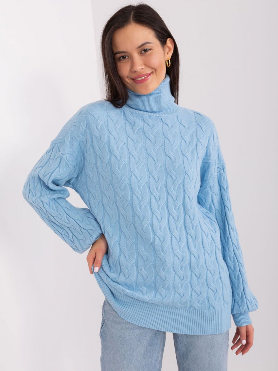 Light blue turtleneck with viscose