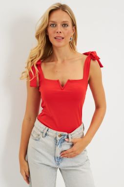 Cool & Sexy Women's Red Shoulder Tie Blouse
