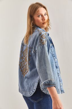 Bianco Lucci Women's Embroidered Denim Jacket