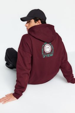 Trendyol Brown Oversize/Wide Cut Mystic Printed Fleece/Warm Sweatshirt