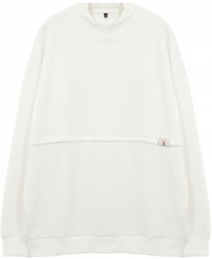Trendyol Plus Size Ecru Oversize/Wide Cut Stand Collar Labeled Sweatshirt
