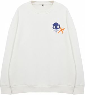 Trendyol Ecru Oversize/Wide Cut Back Printed Plus Size Sweatshirt